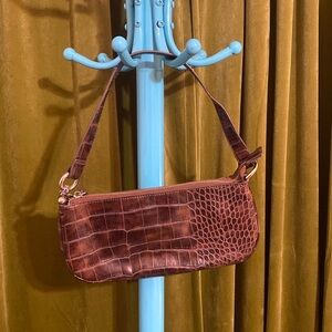 Small Brown faux alligator skin purse